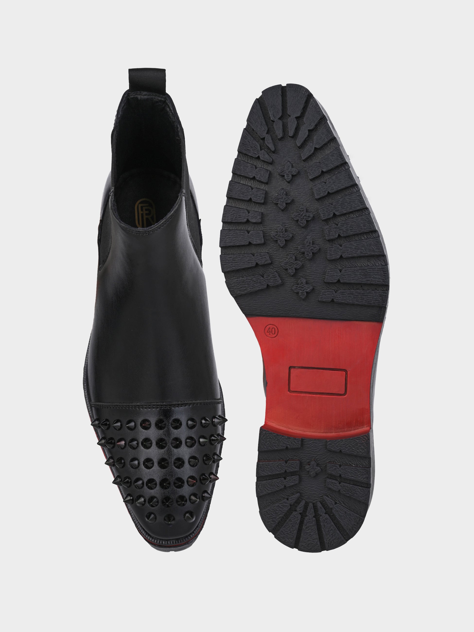 Frank Romello Men's Black Studded Chelsea Boots