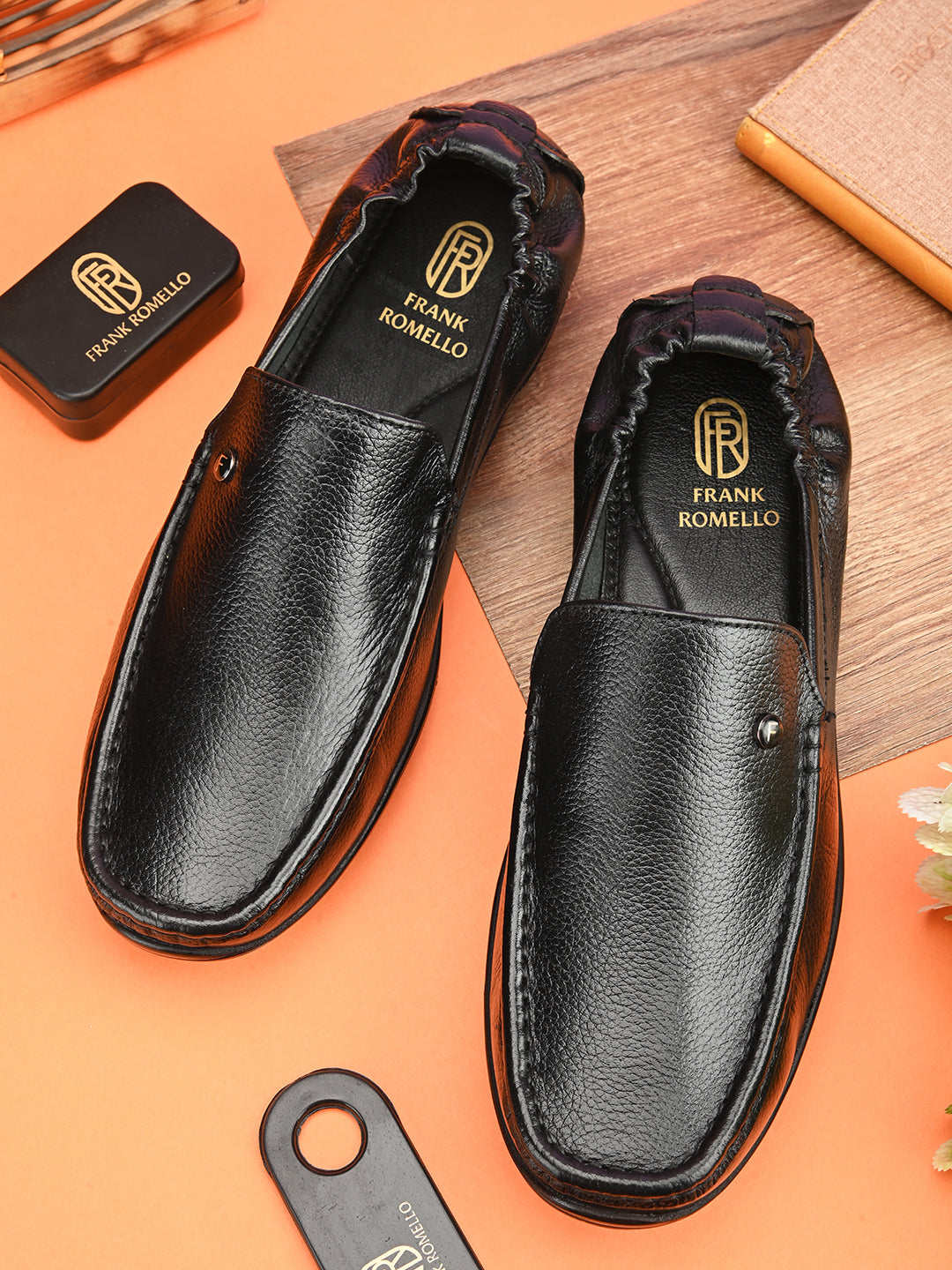Black & Brown Laser Detailing Tassel Slip-On Loafers