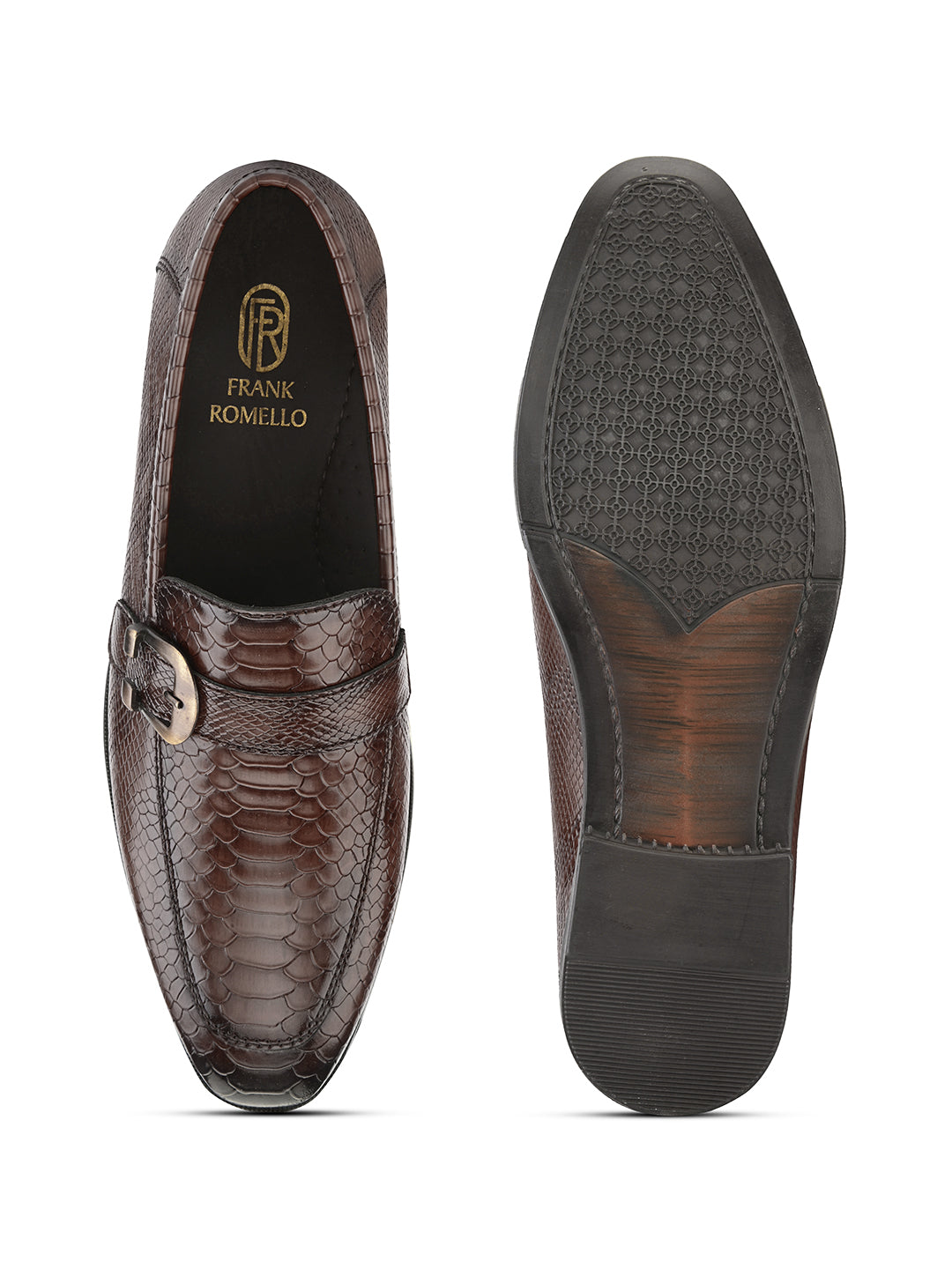 Men Textured Formal Monk Shoes With Buckle Detail