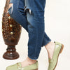Women Olive Textured Mules with Buckles Flats