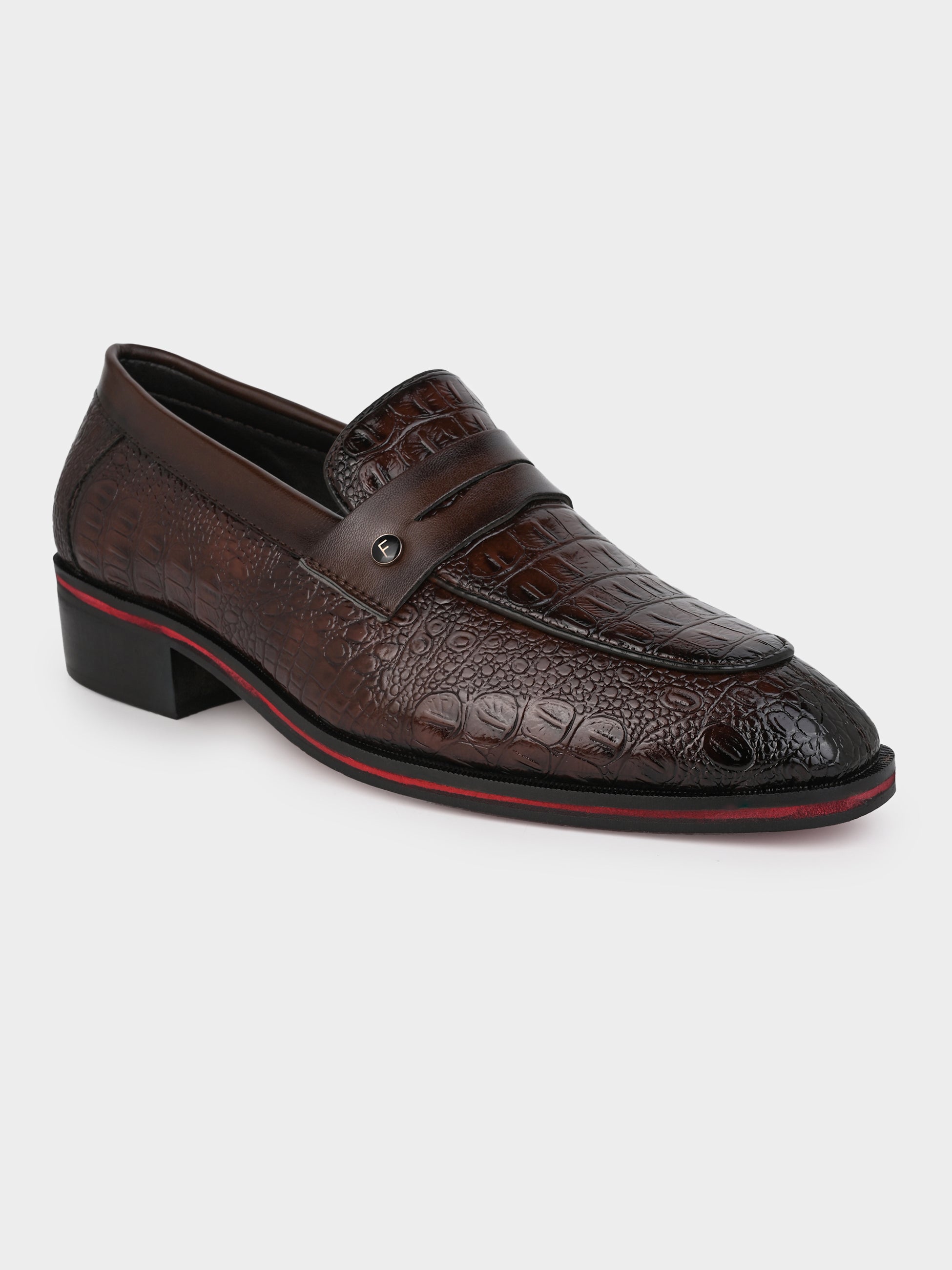 Men's Handcrafted Textured Loafers with Cuban Heels