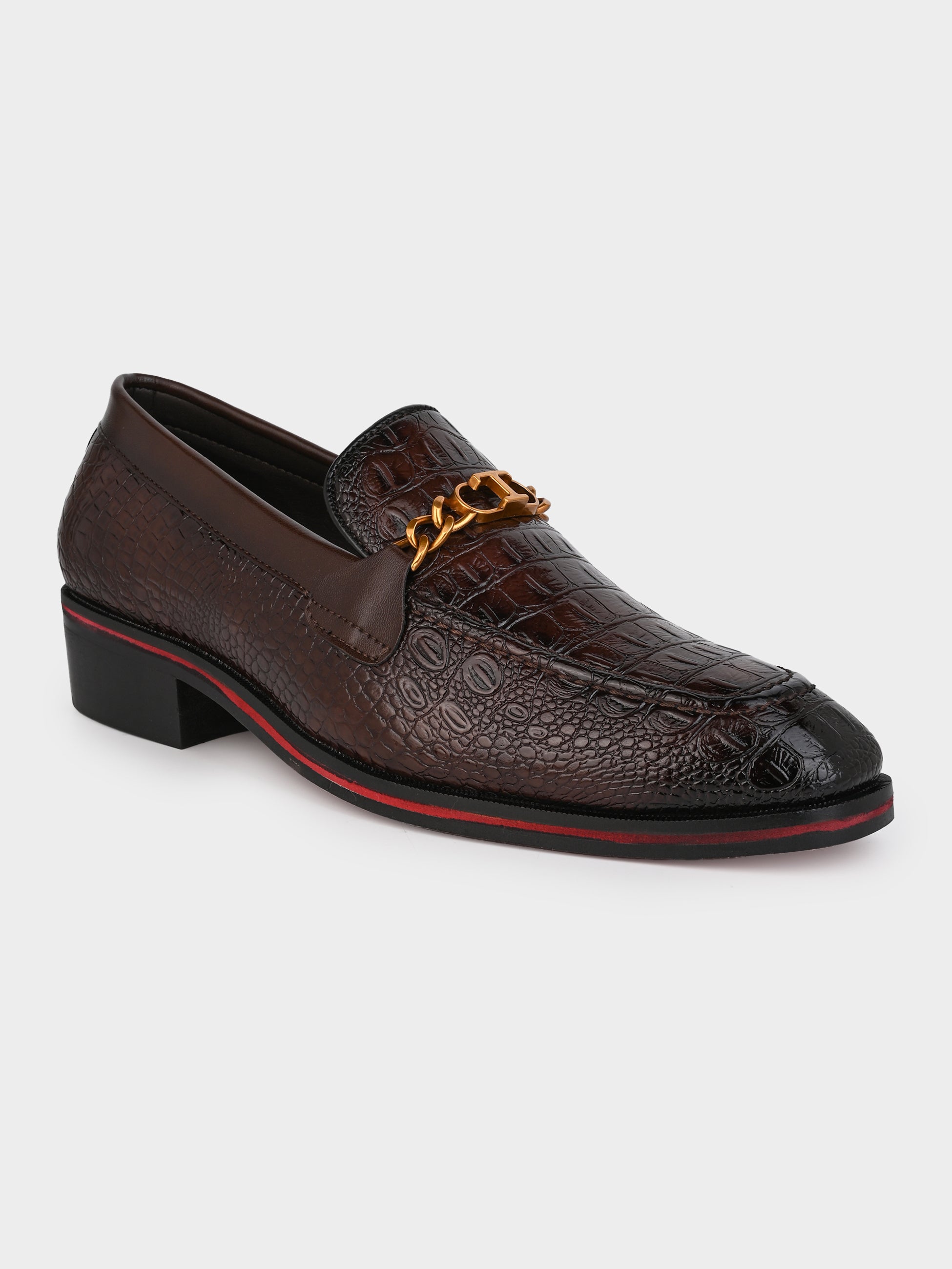 Men's Handcrafted Textured Loafers with Cuban Heels