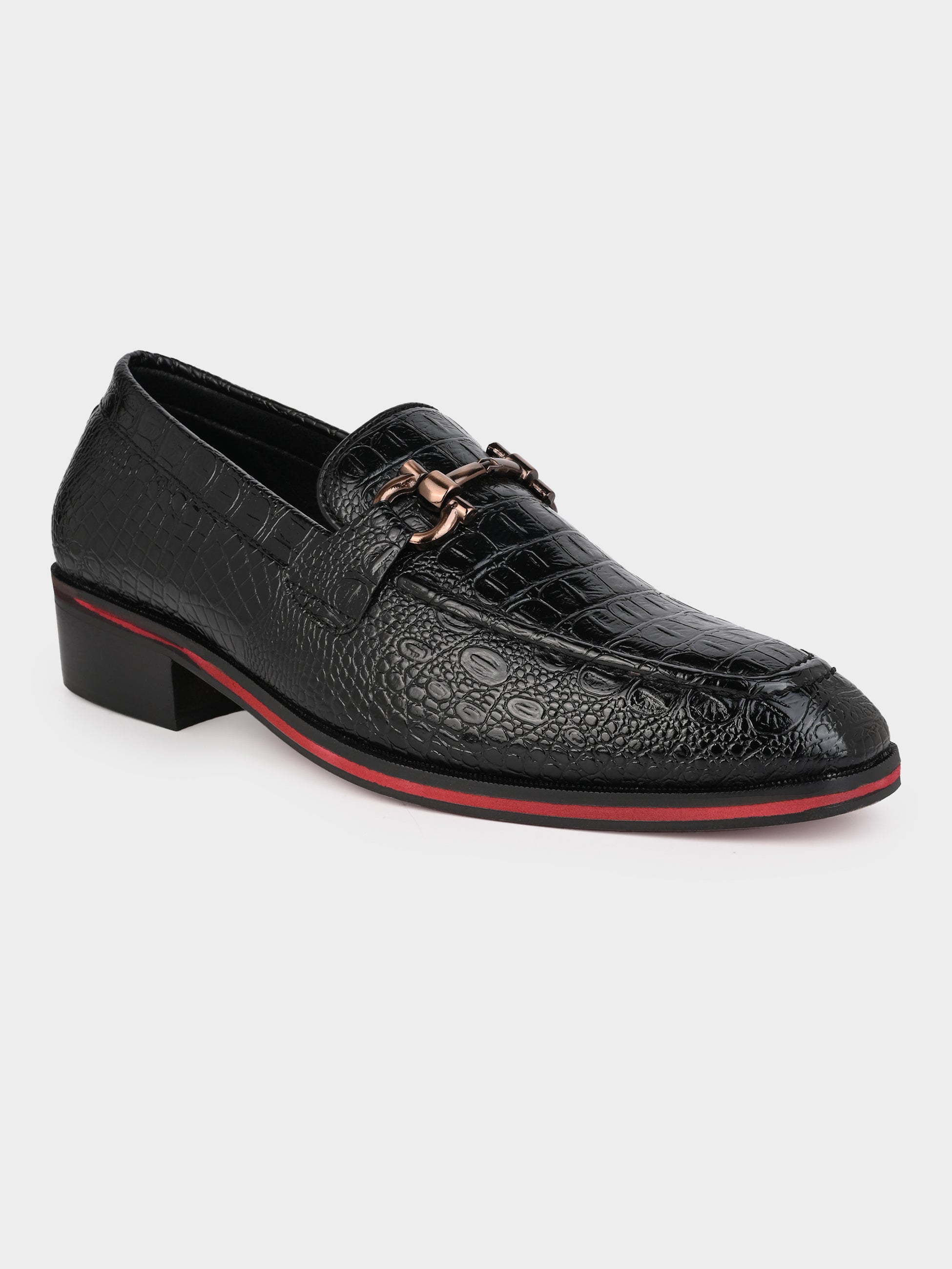Men's Handcrafted Textured Loafers with Cuban Heels