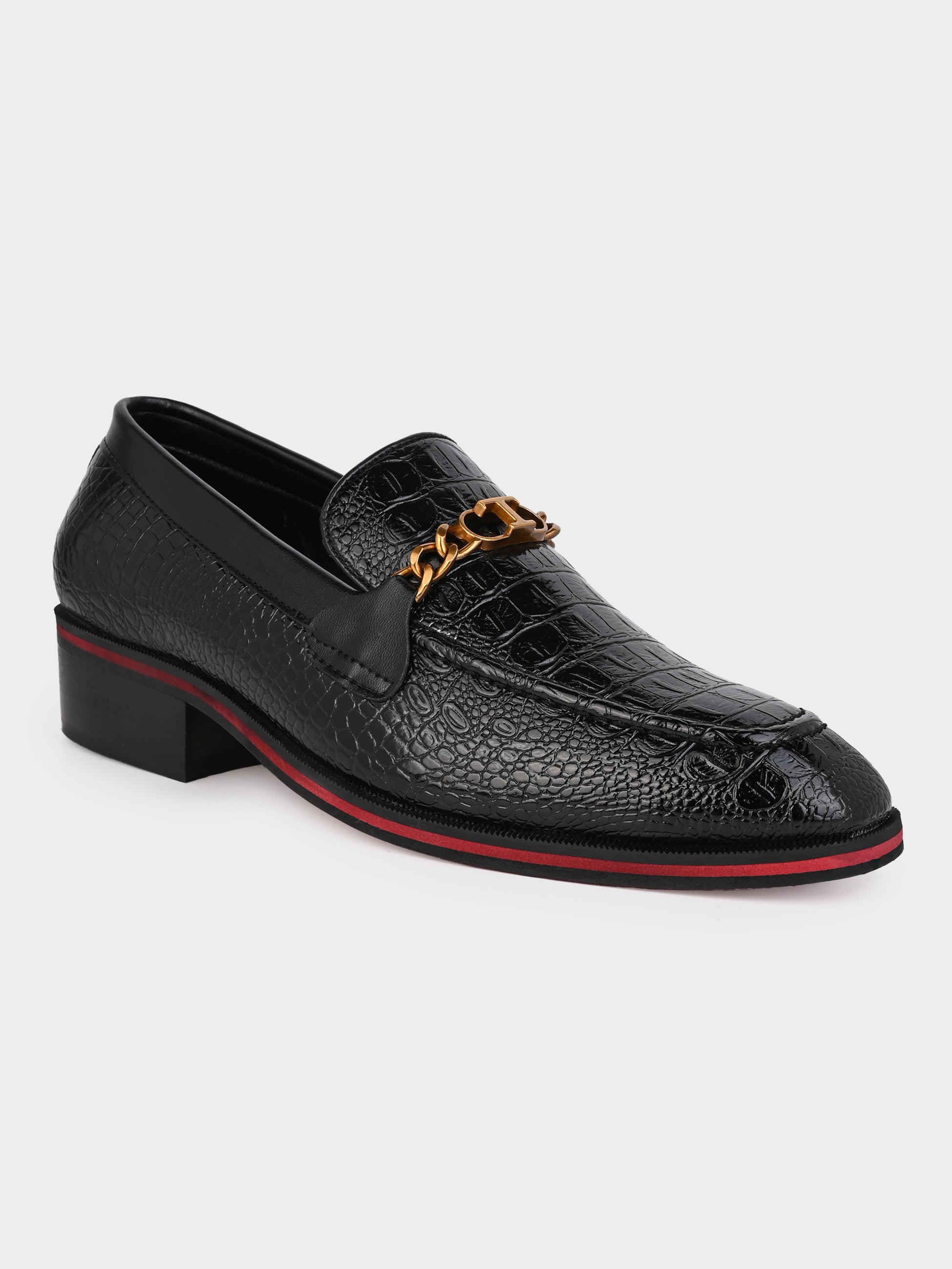 Men's Handcrafted Textured Loafers with Cuban Heels