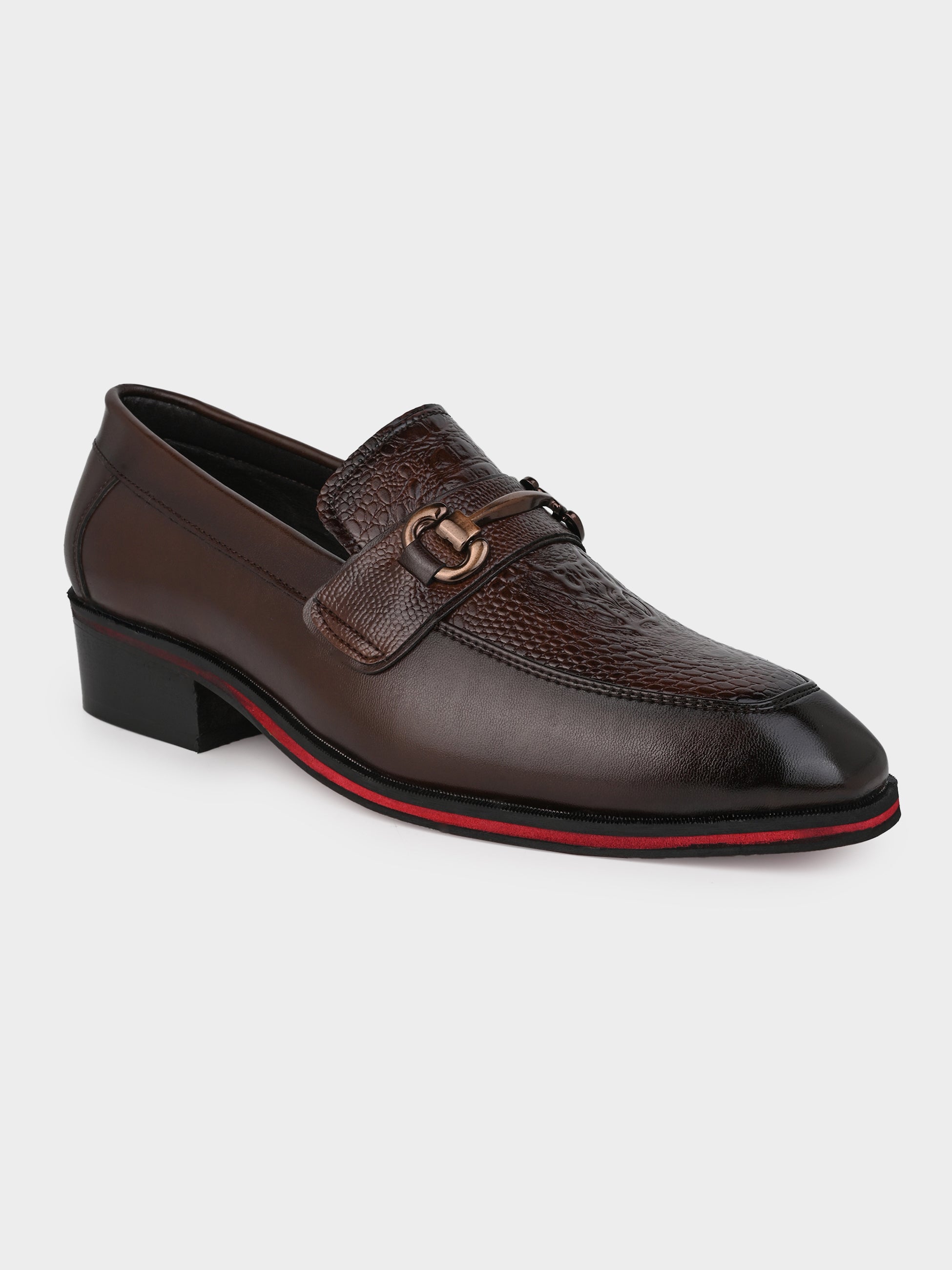 Men's Handcrafted Textured Loafers with Cuban Heels