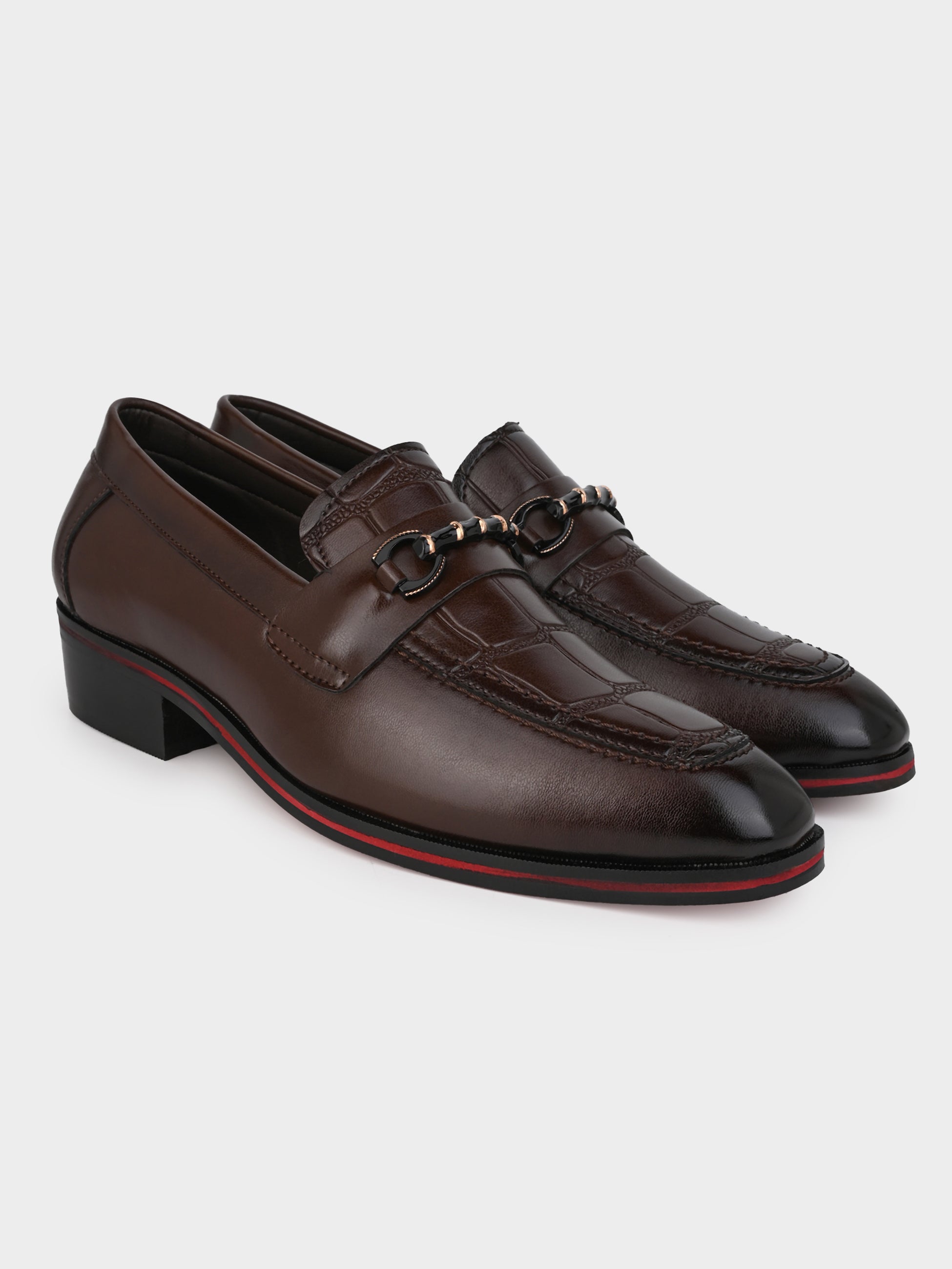 Men's Handcrafted Textured Loafers with Cuban Heels