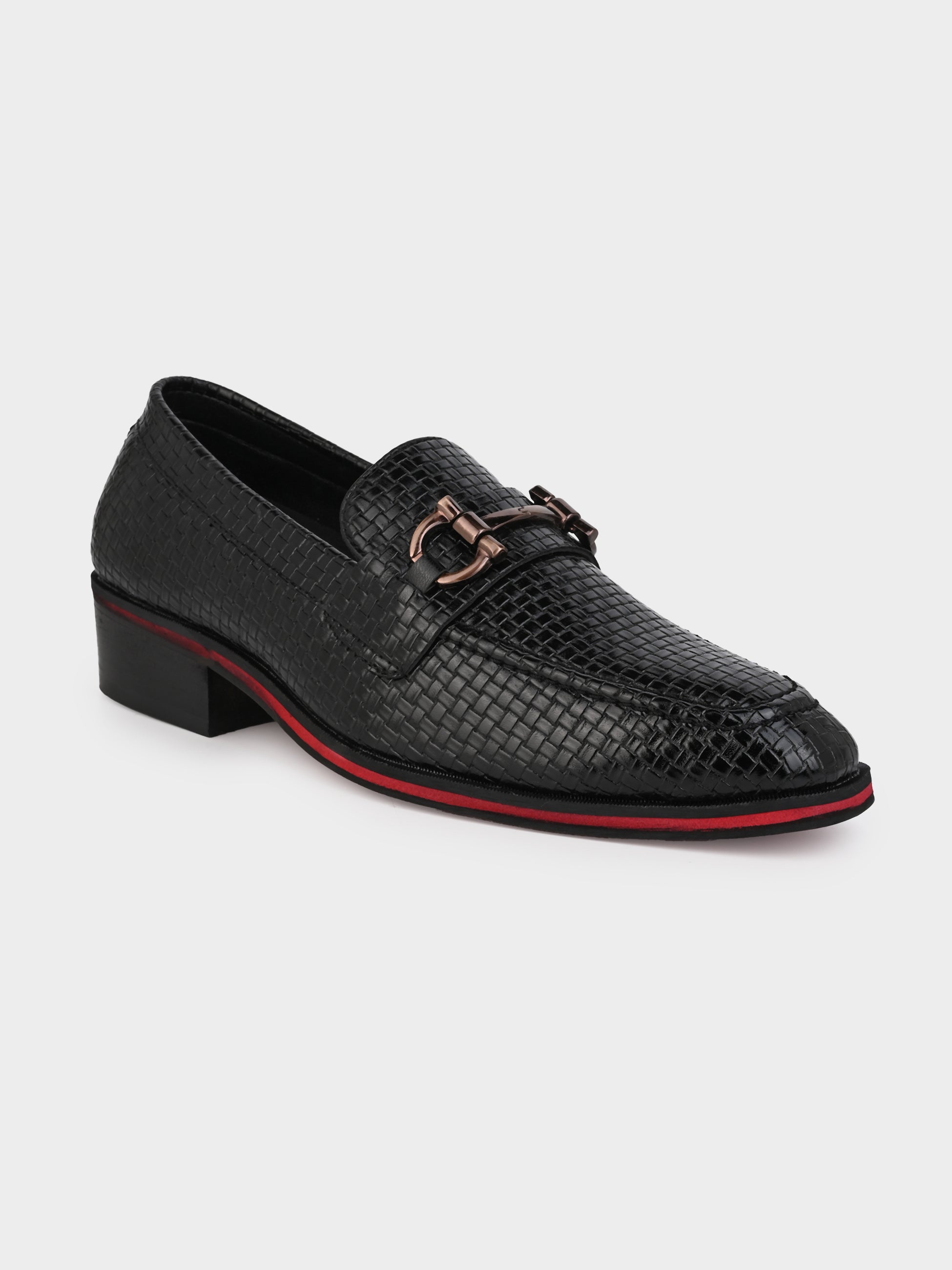 Men's Handcrafted Textured Loafers with Cuban Heels