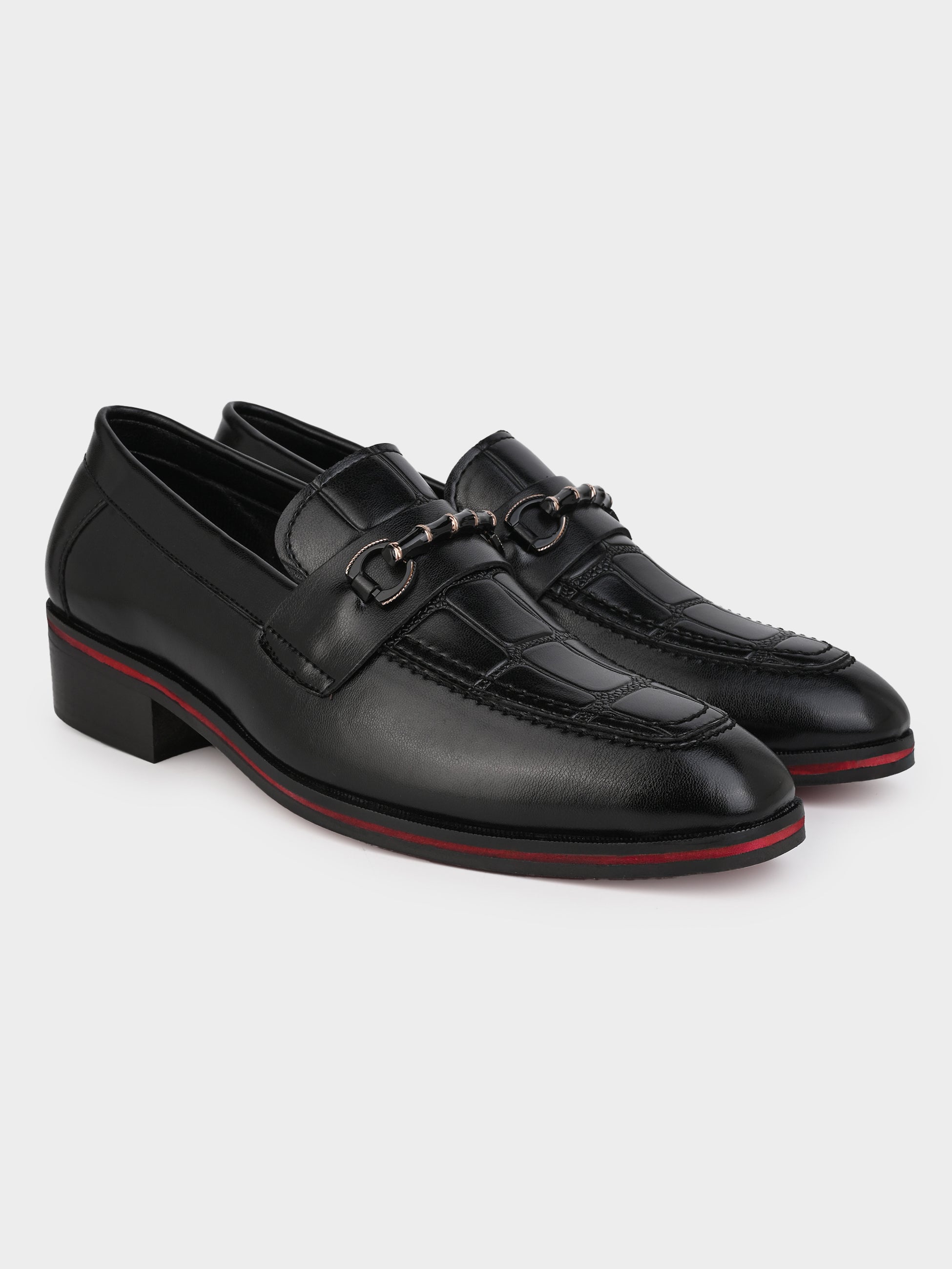 Men's Handcrafted Textured Loafers with Cuban Heels