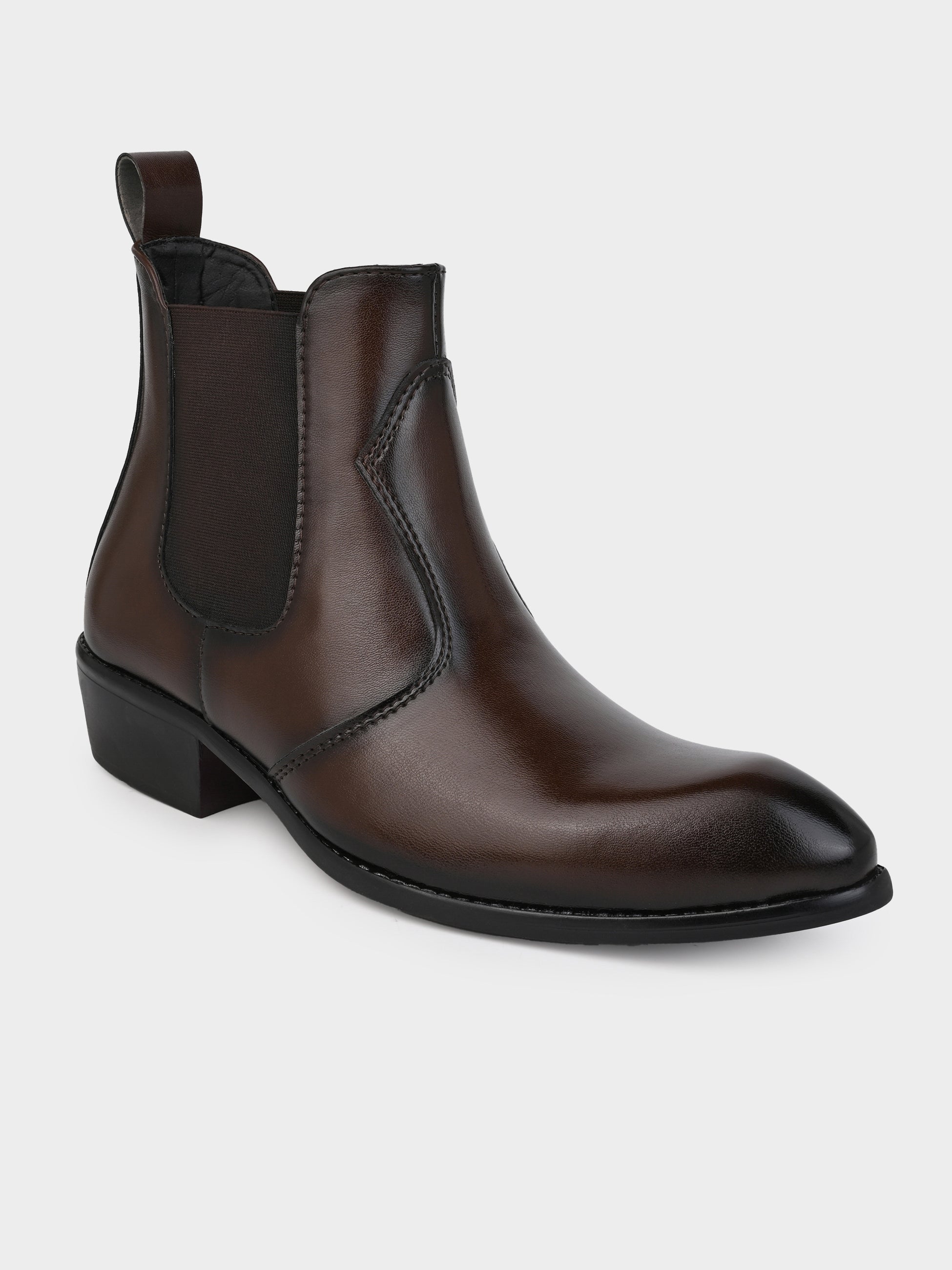FRANK ROMELLO Men Luxe Elevated Beatle-Toe Ankle Boots
