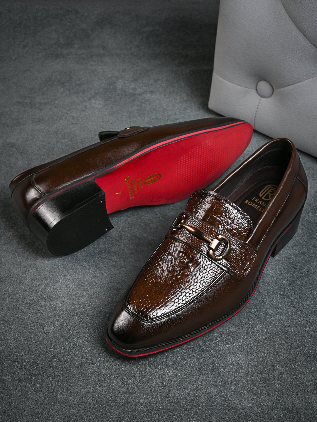 Men's Handcrafted Textured Loafers with Cuban Heels