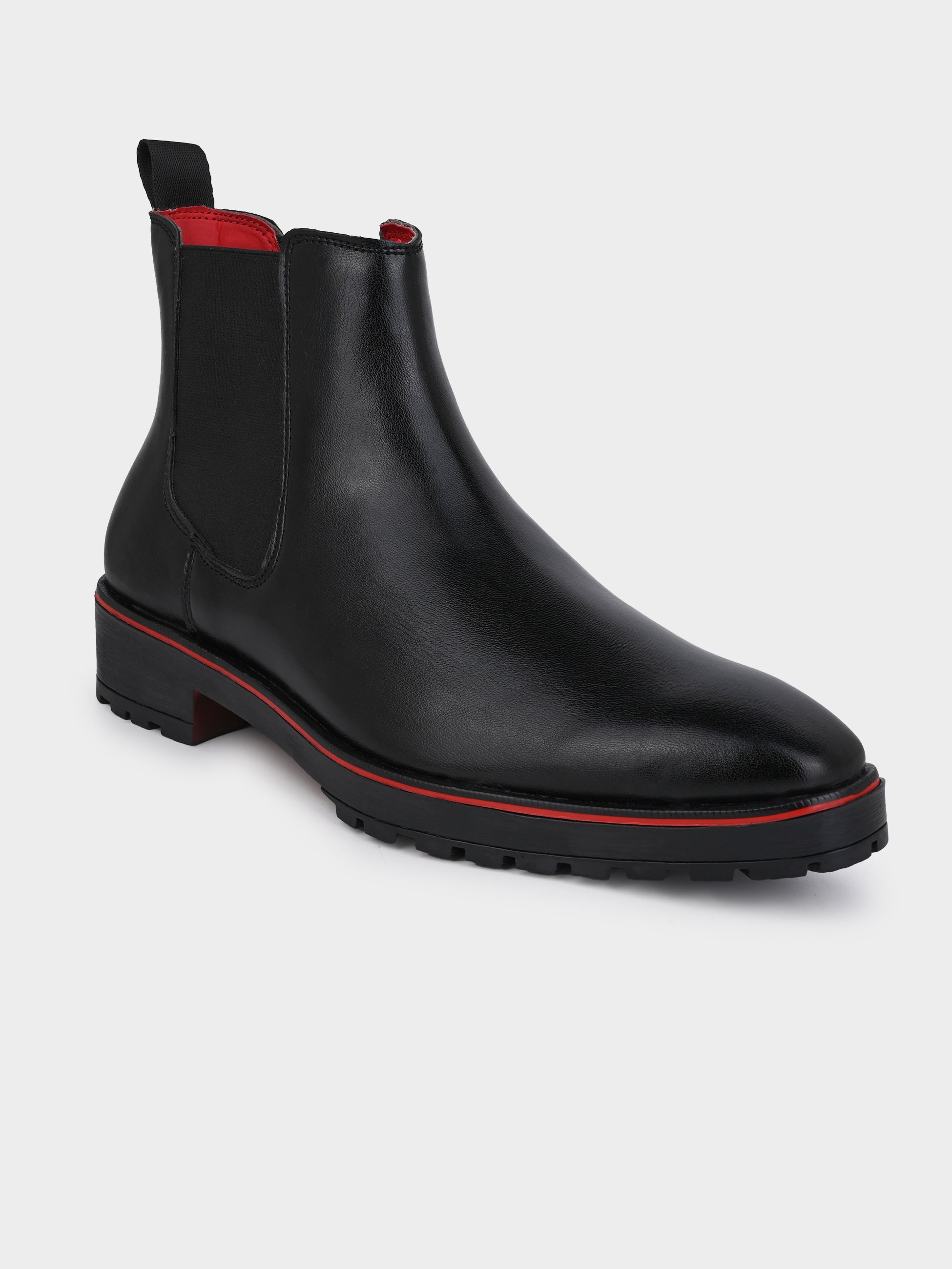 Frank Romello Men's Black Embossed Chelsea Boots