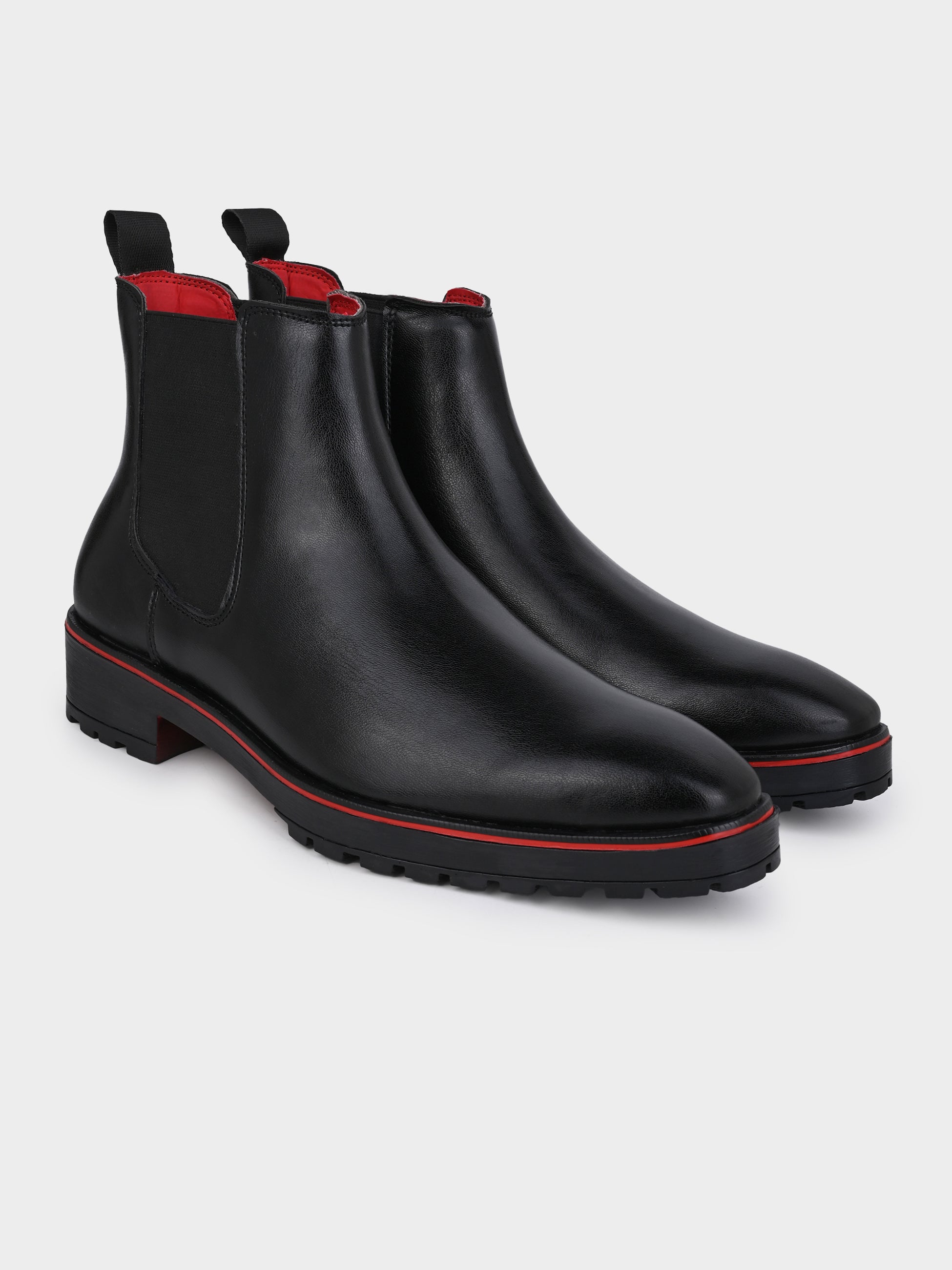 Frank Romello Men's Black Embossed Chelsea Boots