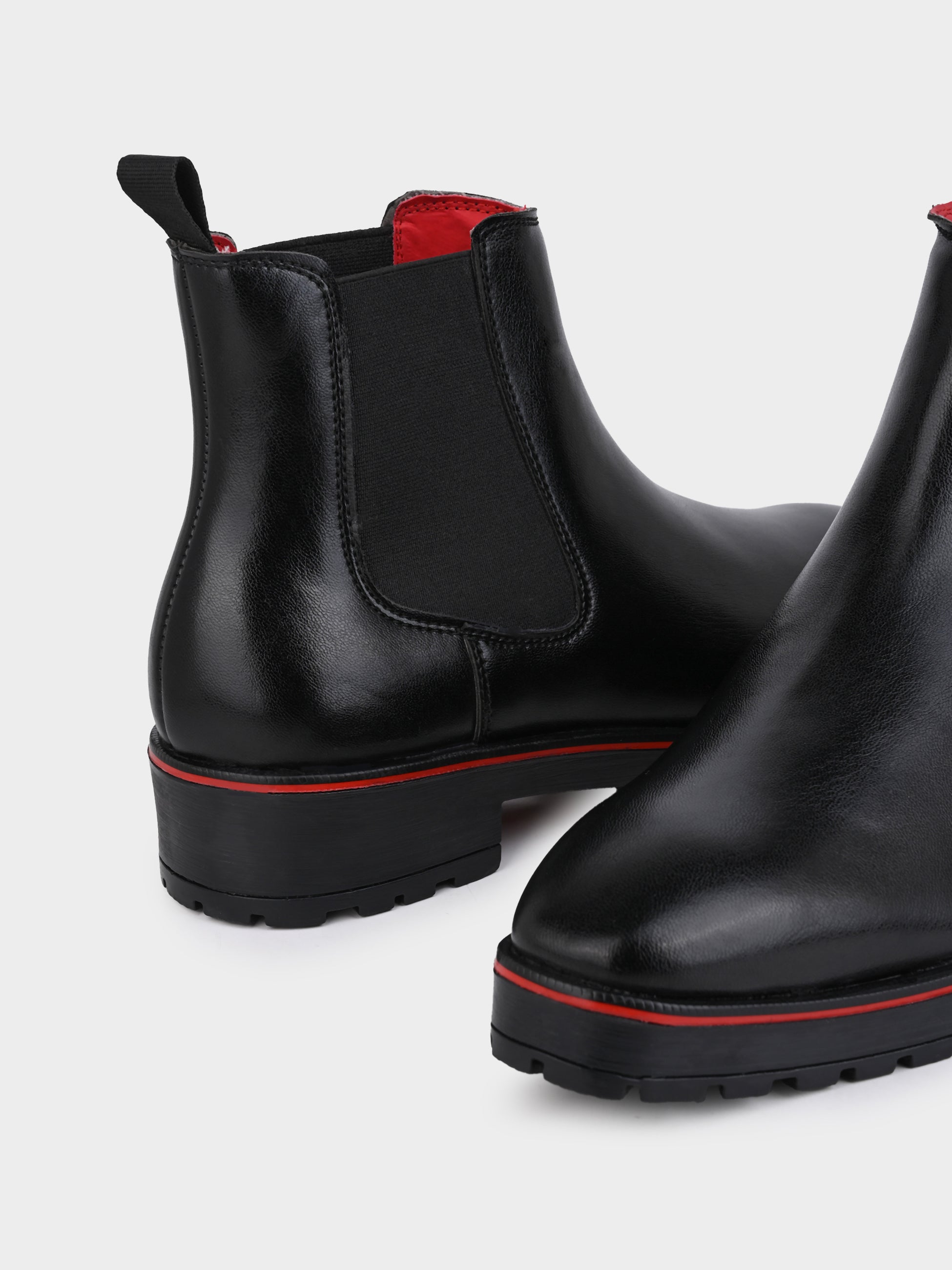 Frank Romello Men's Black Embossed Chelsea Boots