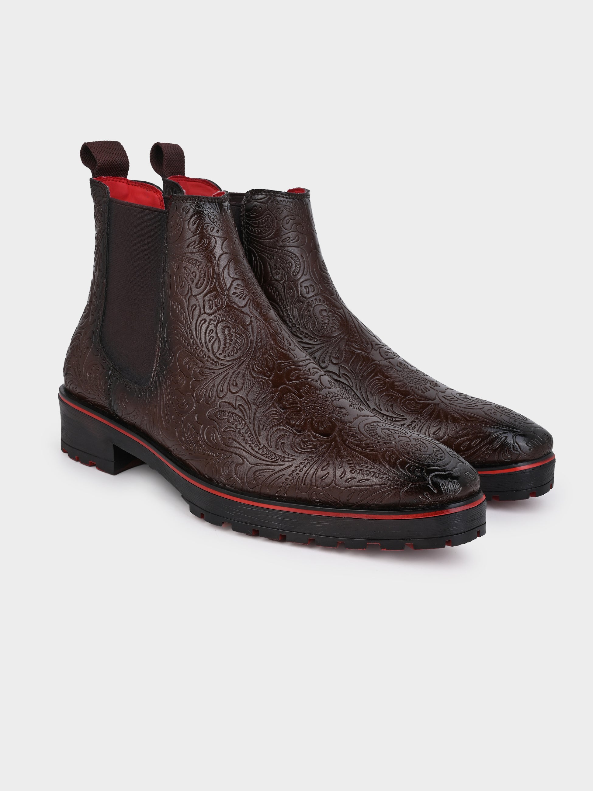Frank Romello Men's Black Embossed Chelsea Boots