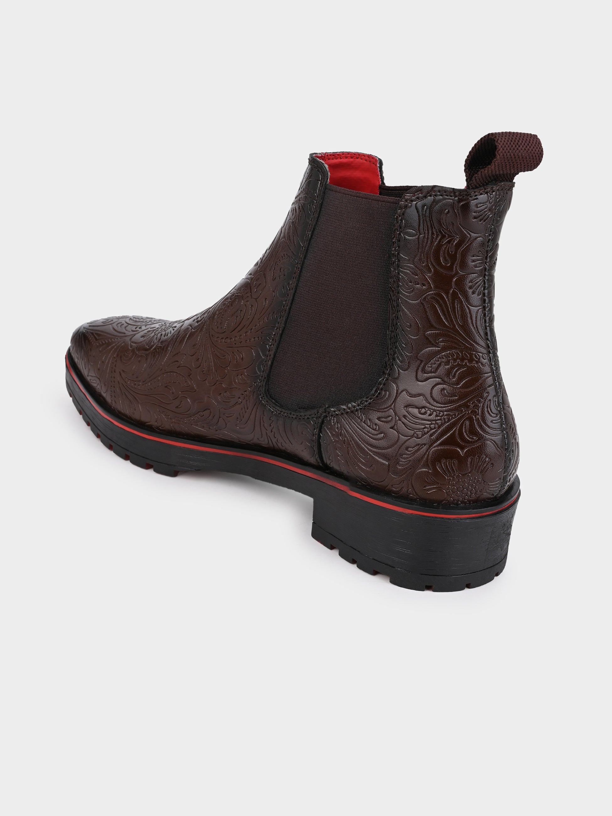 Frank Romello Men's Black Embossed Chelsea Boots