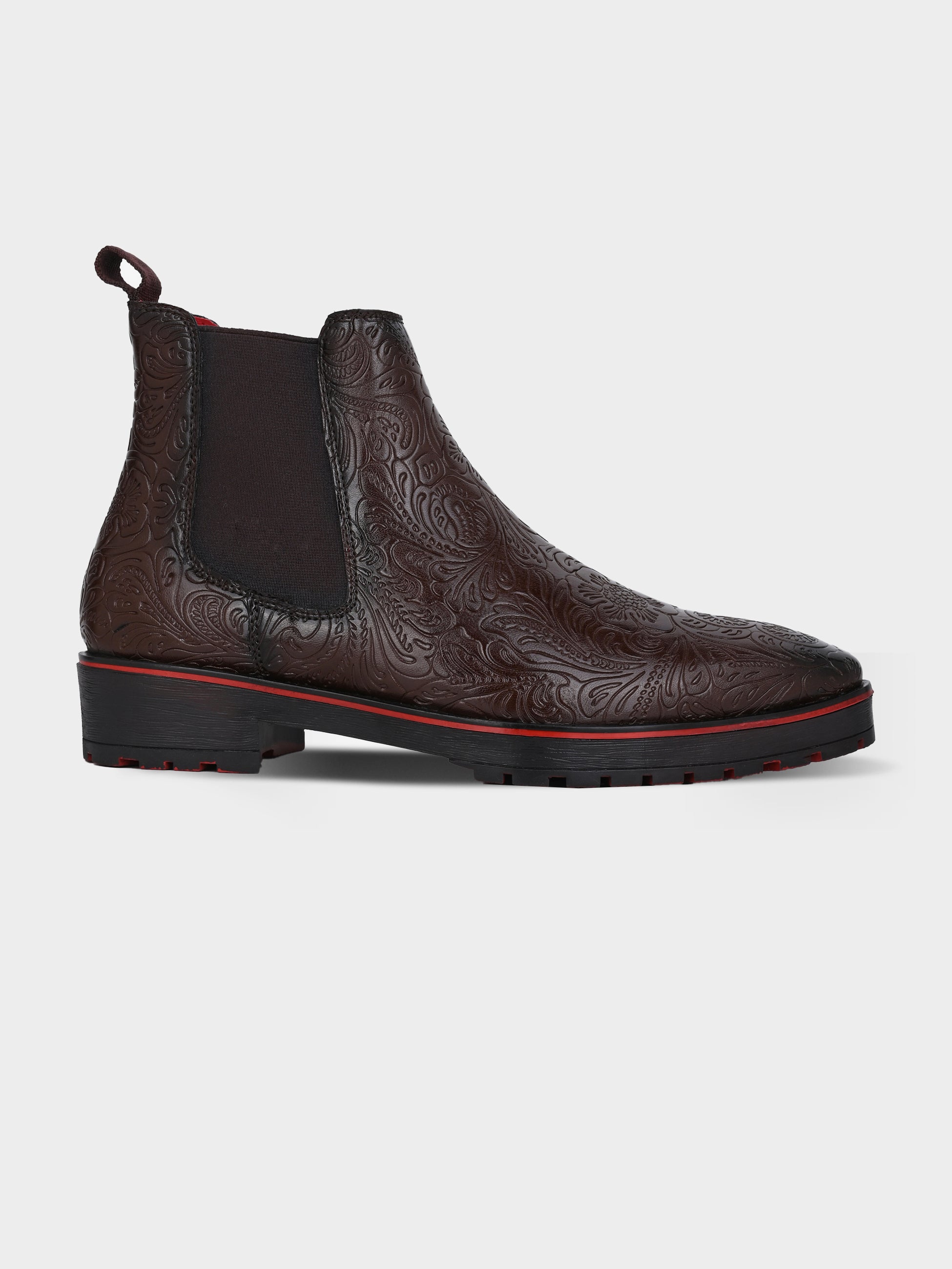 Frank Romello Men's Black Embossed Chelsea Boots