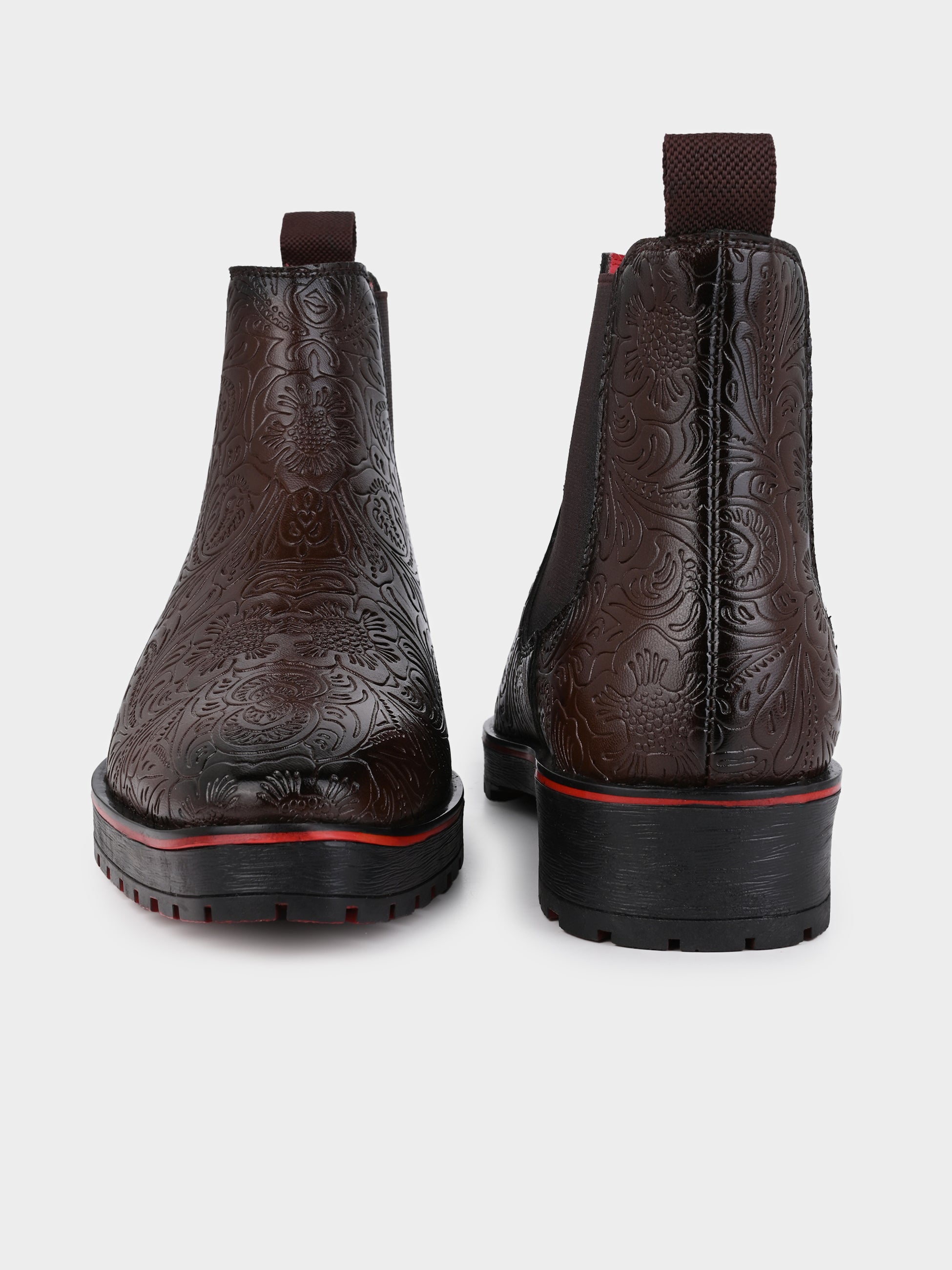 Frank Romello Men's Black Embossed Chelsea Boots