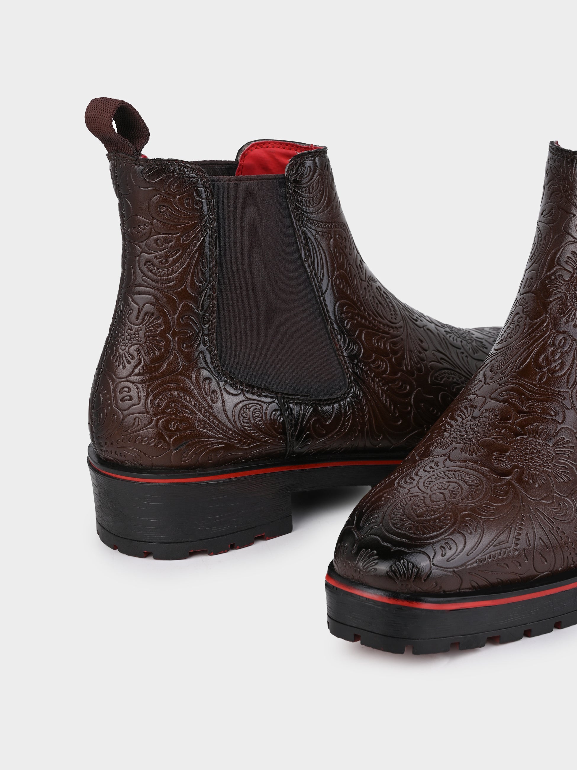 Frank Romello Men's Black Embossed Chelsea Boots