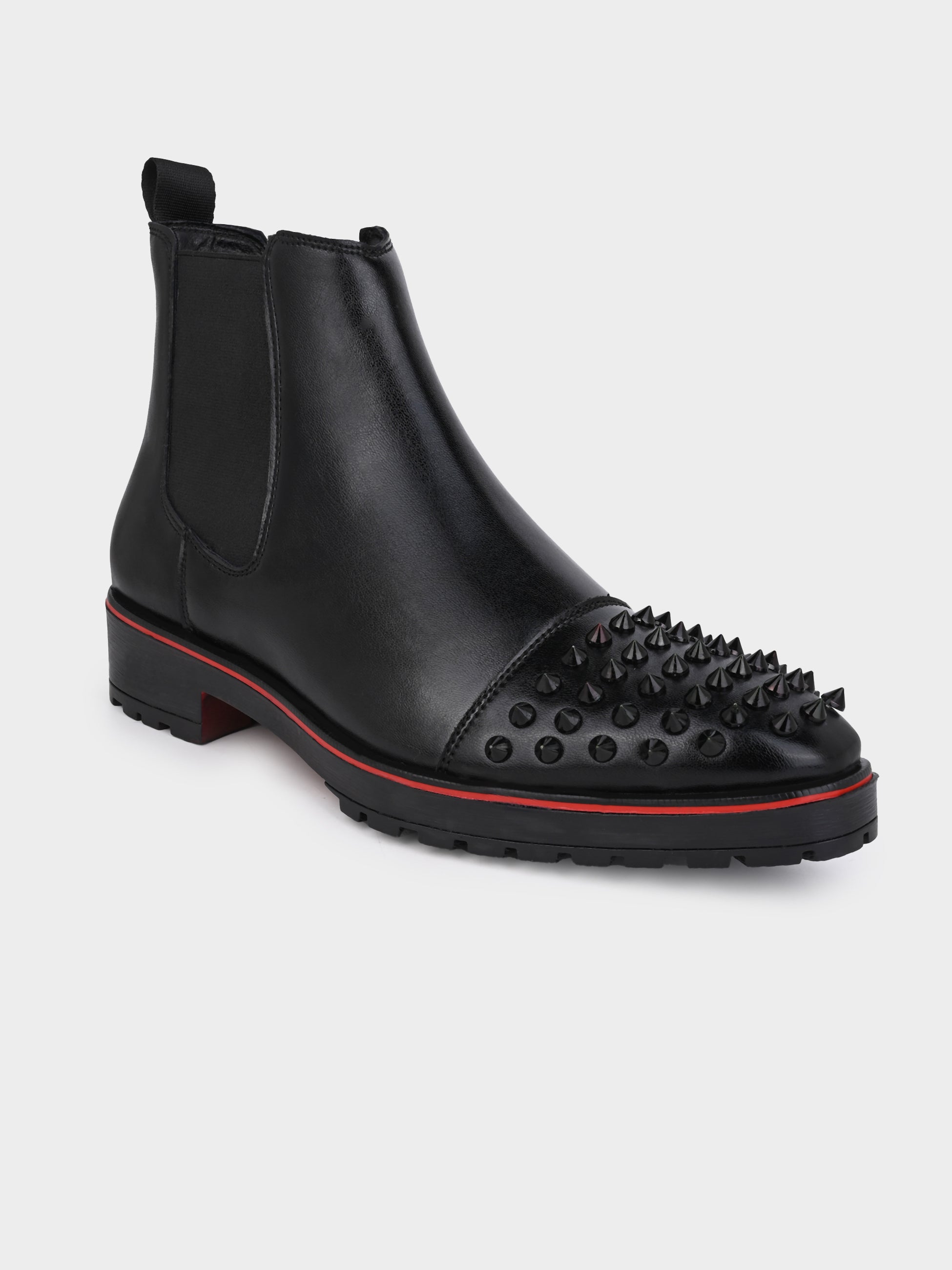 Frank Romello Men's Black Studded Chelsea Boots