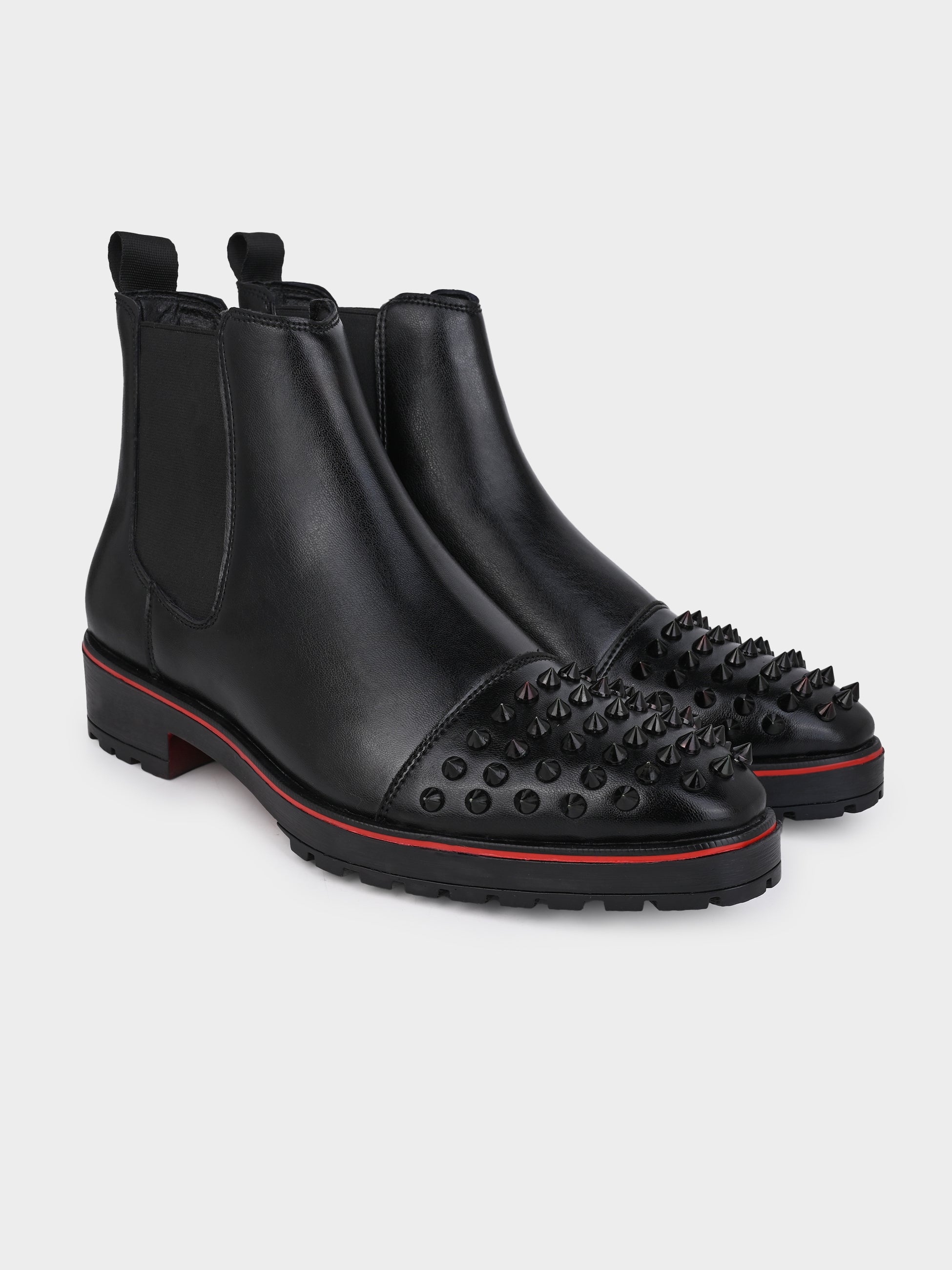 Frank Romello Men's Black Studded Chelsea Boots