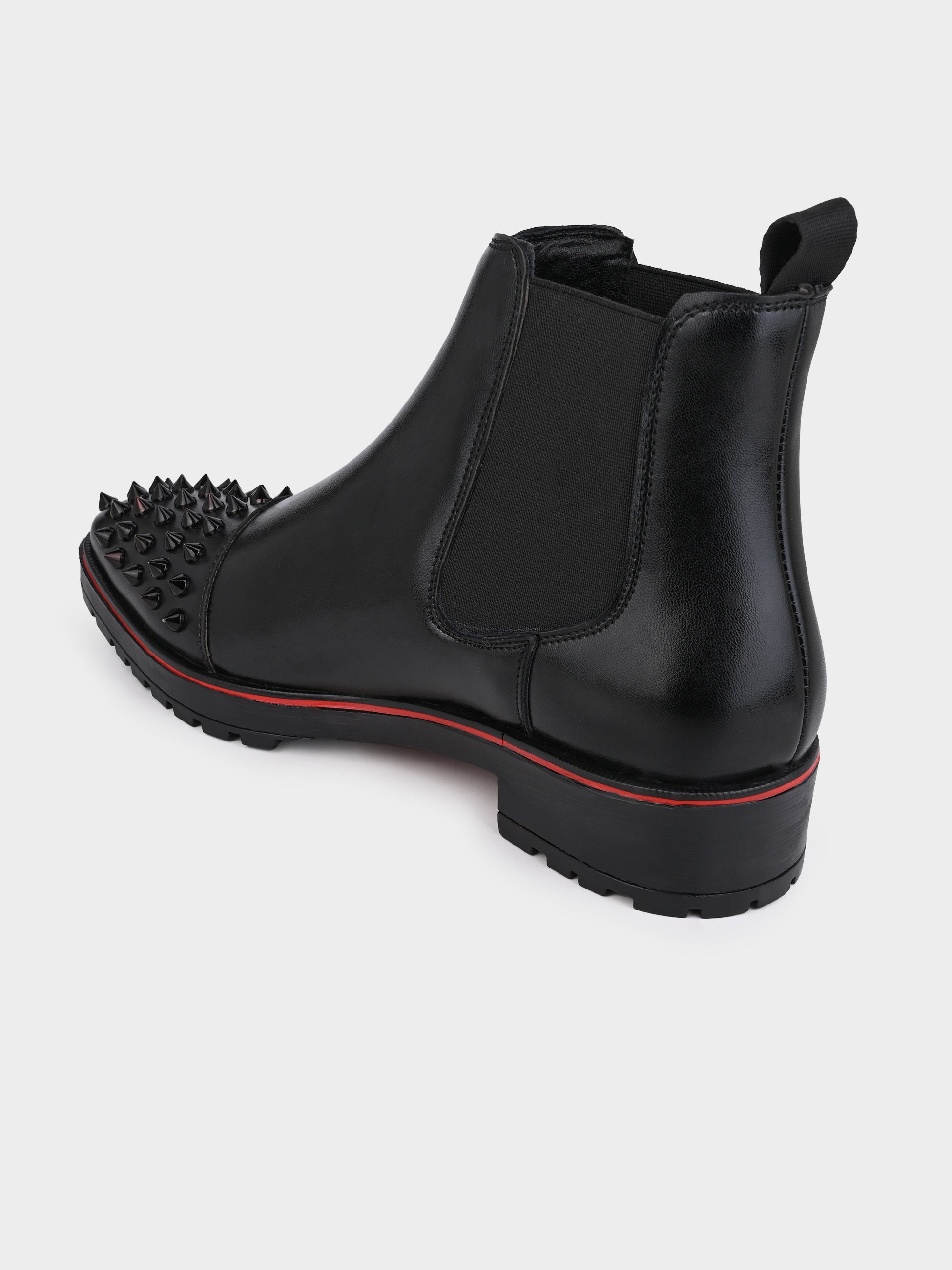 Frank Romello Men's Black Studded Chelsea Boots