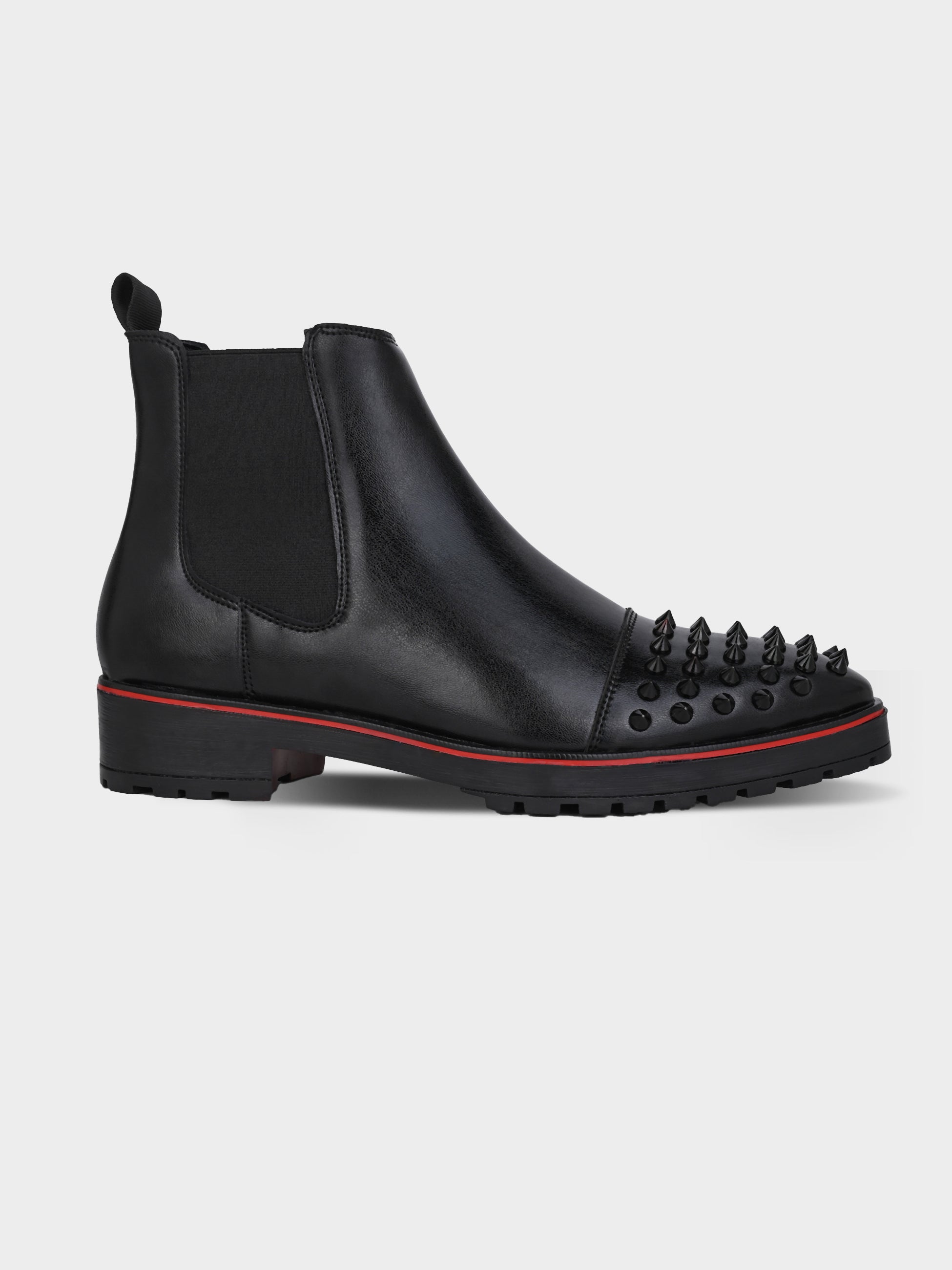 Frank Romello Men's Black Studded Chelsea Boots