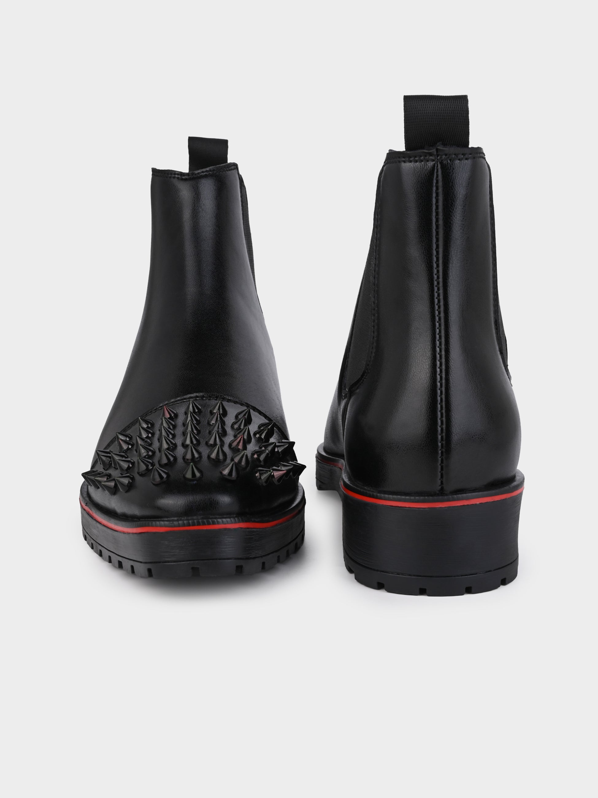 Frank Romello Men's Black Studded Chelsea Boots