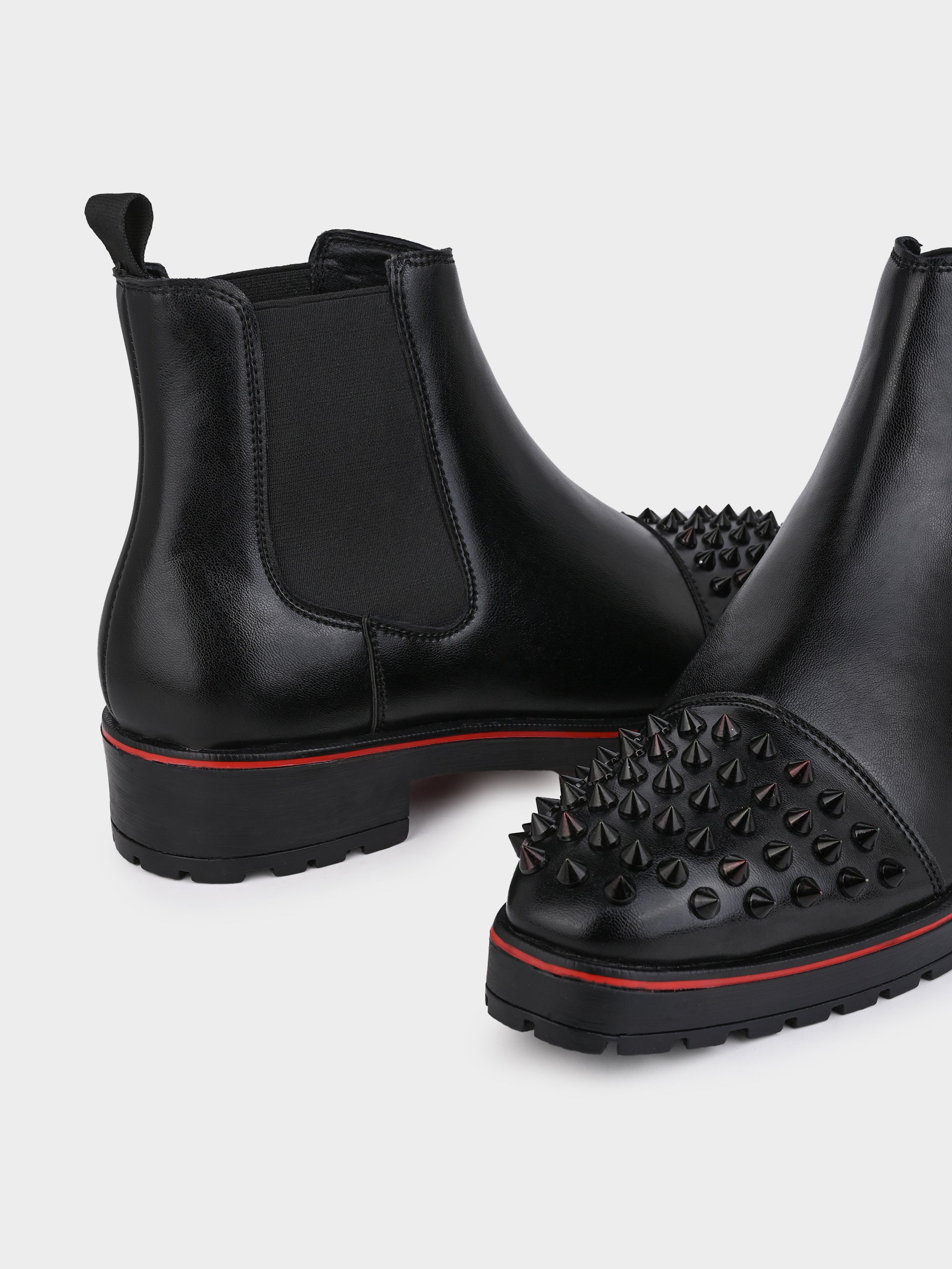 Frank Romello Men's Black Studded Chelsea Boots