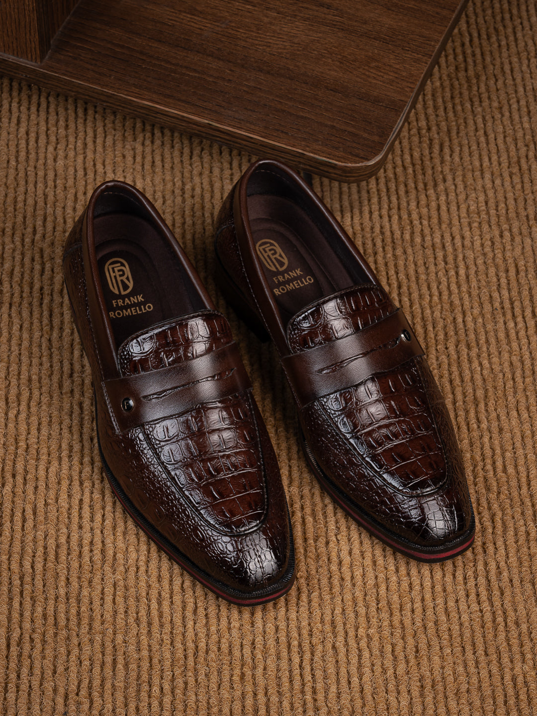 Men's Handcrafted Textured Loafers with Cuban Heels