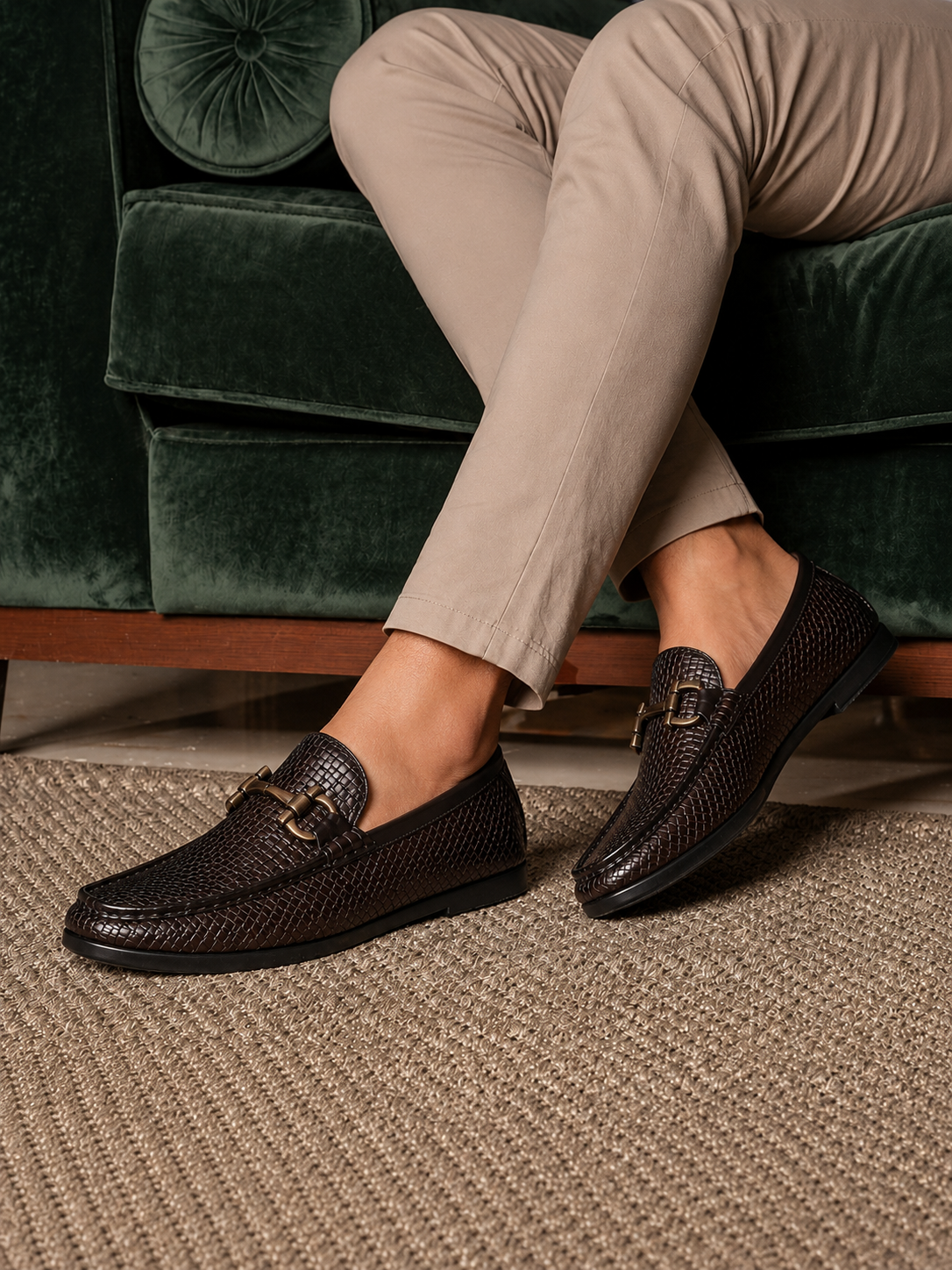 FRANKROMELLO Men Woven Design Loafers