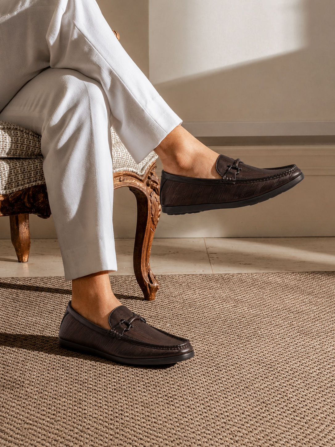 FRANKROMELLO Men Textured Loafers