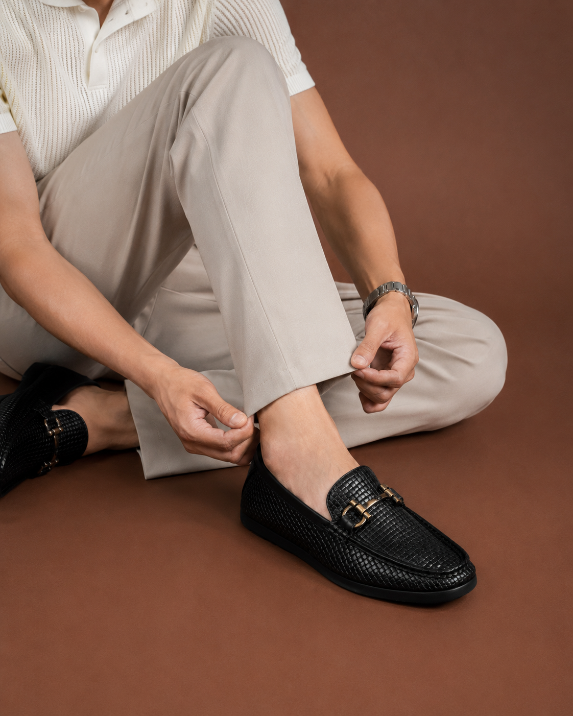 FRANKROMELLO Men Woven Design Loafers