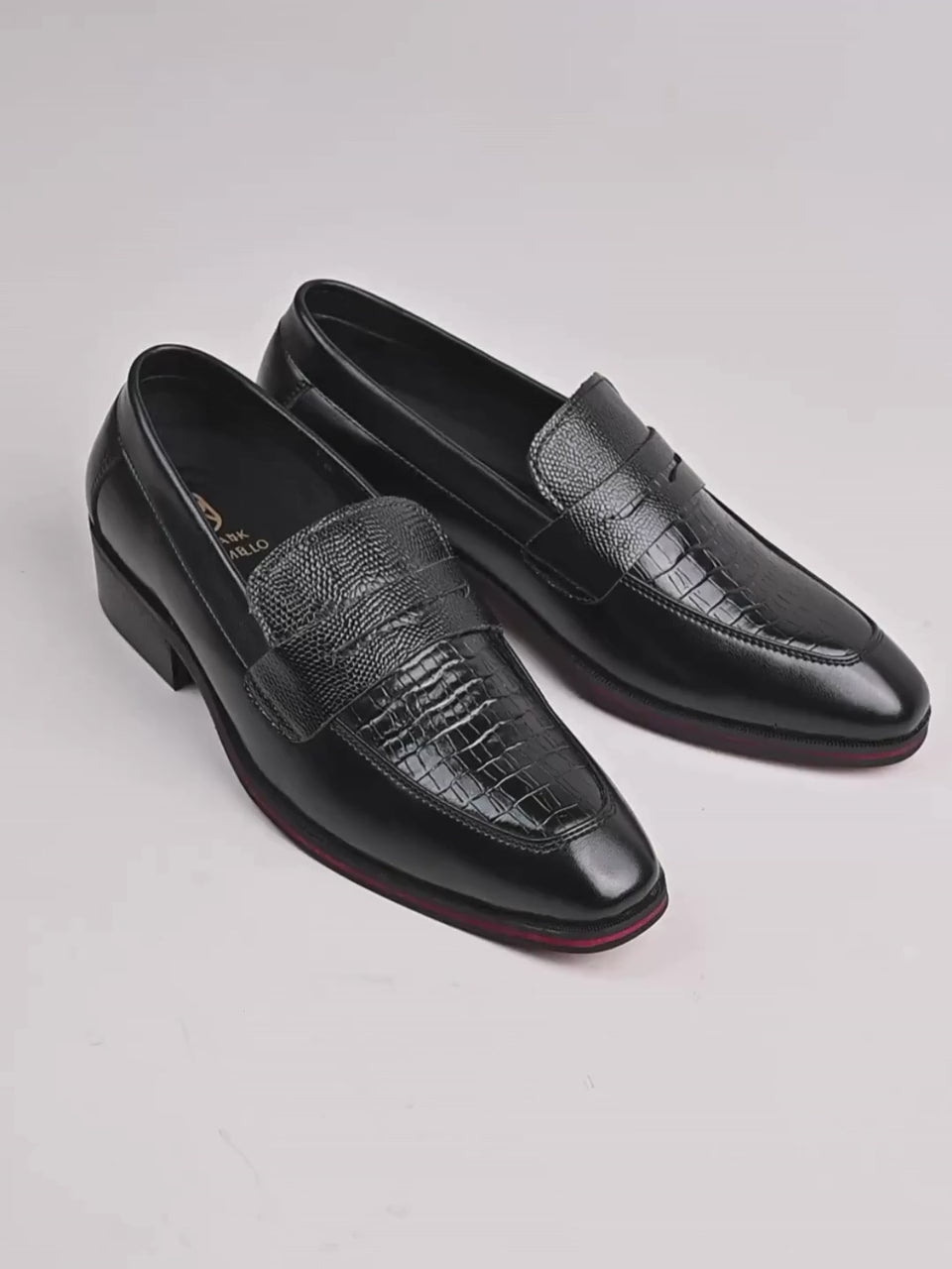 Men's Handcrafted Textured Loafers with Cuban Heels