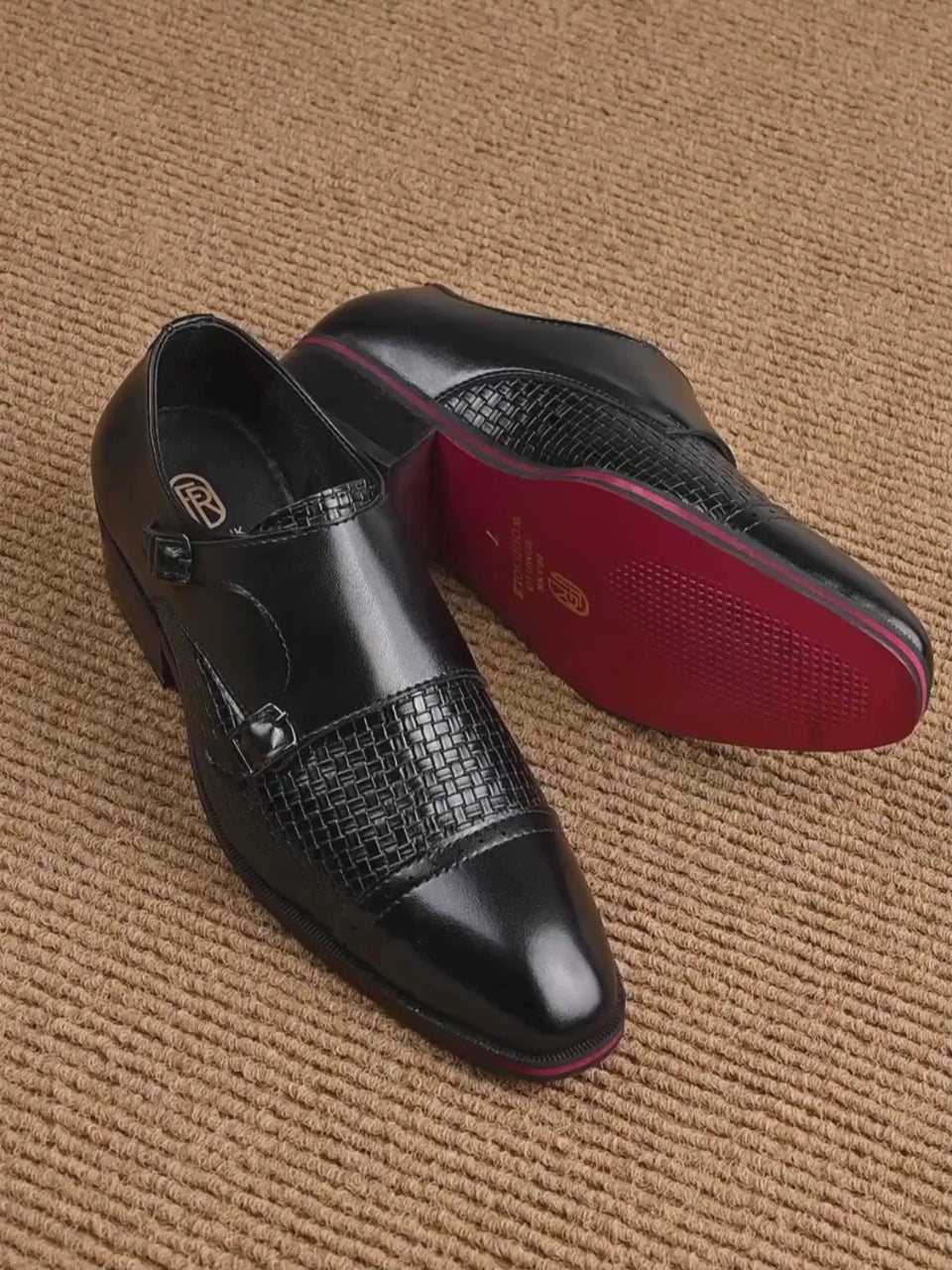 Men's Handcrafted Textured Loafers with Cuban Heels